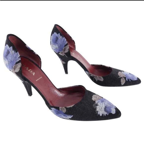 Prada Fabric Floral D’Orsay Heel Pumps 37 EU / 6.5-7 US - Picture 1 of 14